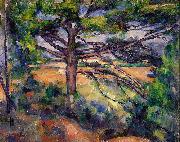 Grobe Kiefer mit roten Feldern Paul Cezanne